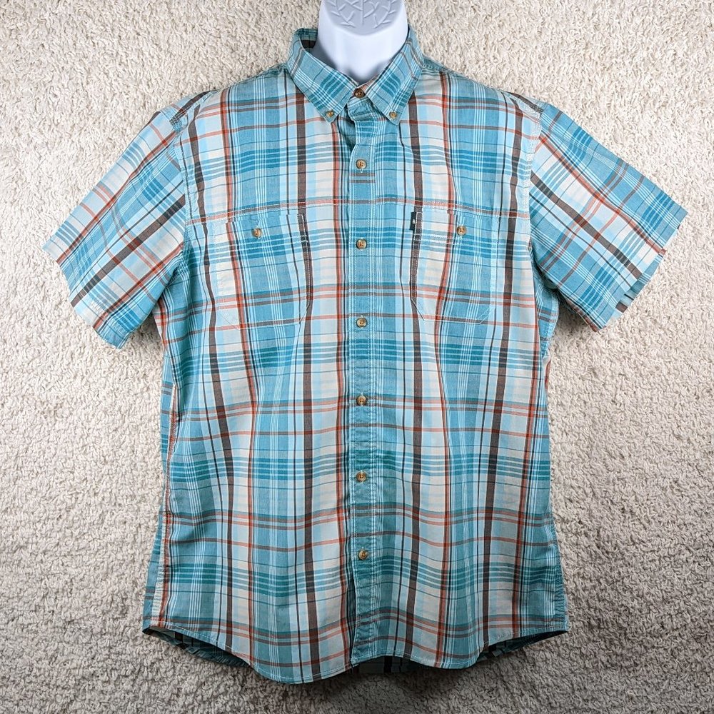 G.H. Bass & Co.* Men's Short Sleeve Button Down Curved Hem Pocket Shirt~ Size XL